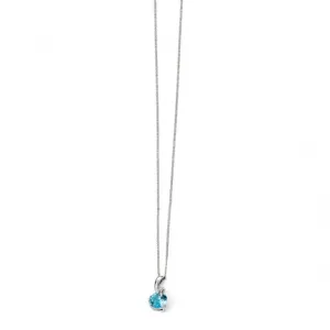 Elements 9ct White Gold Blue Topaz And Diamond Pendant GP969T