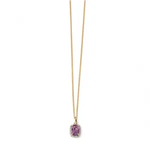 Elements 9ct Yellow Gold And Amethyst Cushion Pendant GP634M