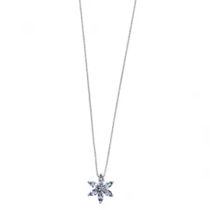 Elements White Gold Tanzanite Diamond Flower Pendant GP781MZ475GN187