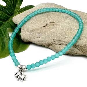 Elephant Charm Frosted Bead Anklet - Colour Choice