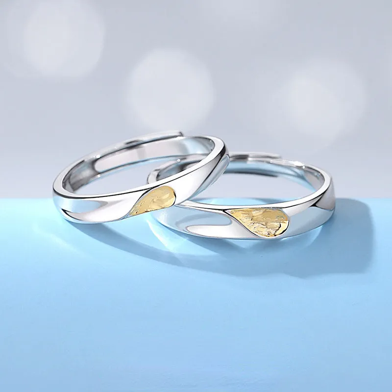 Engravable Half Hearts Matching Wedding Bands