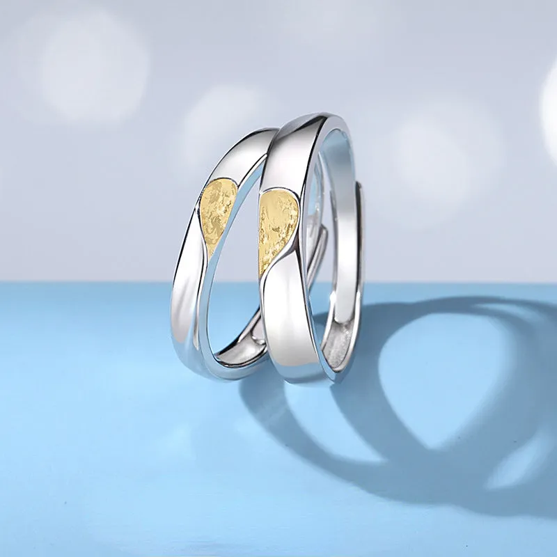 Engravable Half Hearts Matching Wedding Bands