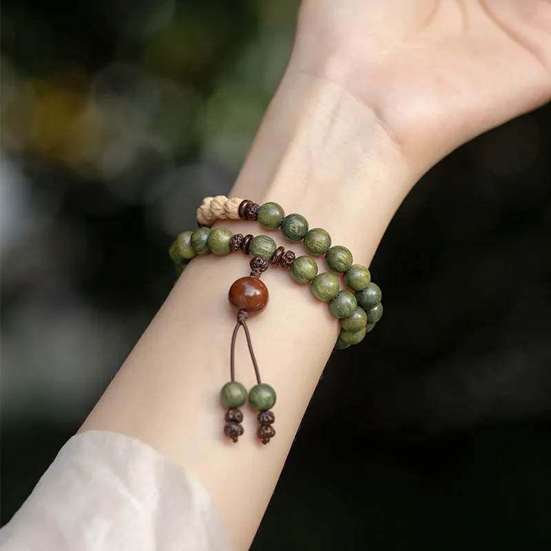 Ethnic Style Sandalwood Bracelet with Sterling Silver Needle