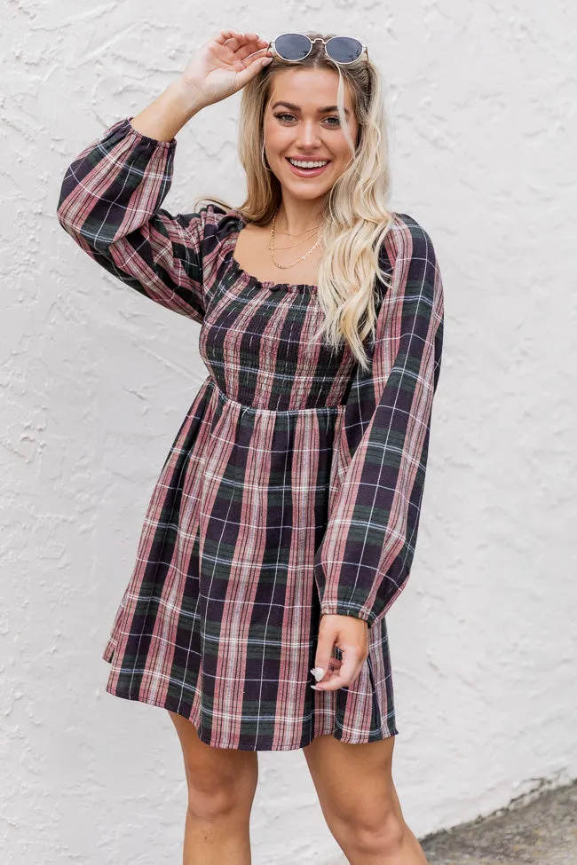 For A While Green Plaid Smocked Bust Dress FINAL SALE