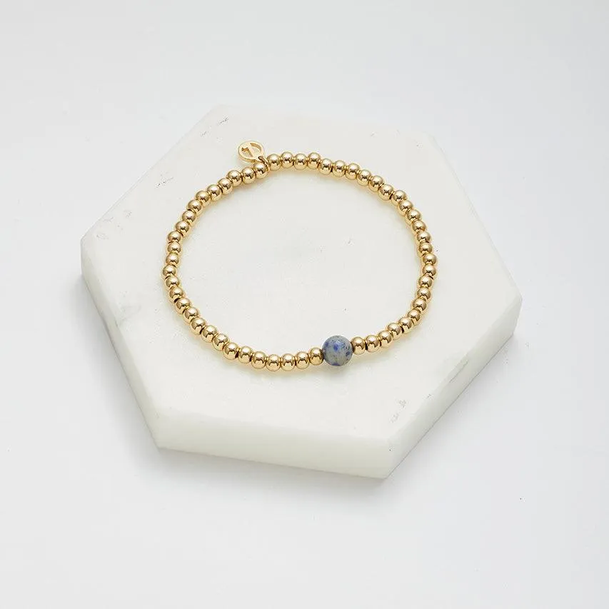 Gold Bead Bracelet | Navy