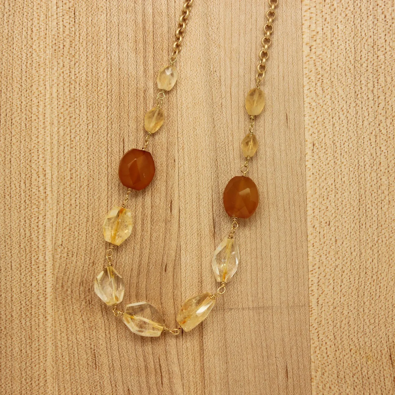 Gold Colorblock Wire Wrap Necklaces