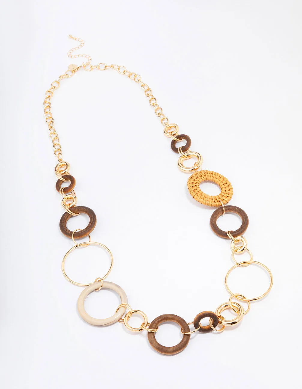 Gold Mixed Circle Chain Necklace