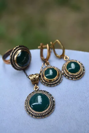 Green Agate Natural Stone Full Set