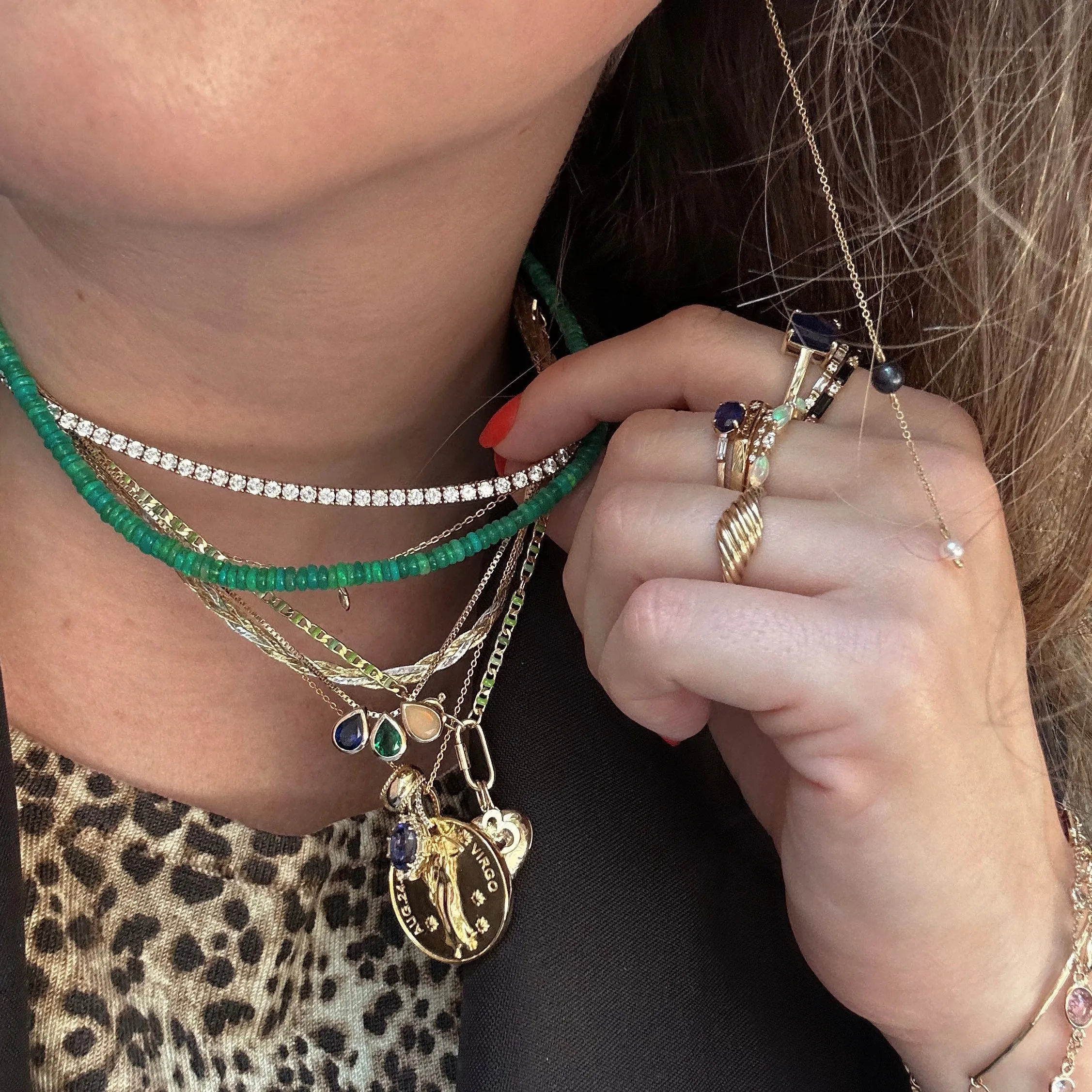 Green Enamel Chain Necklace