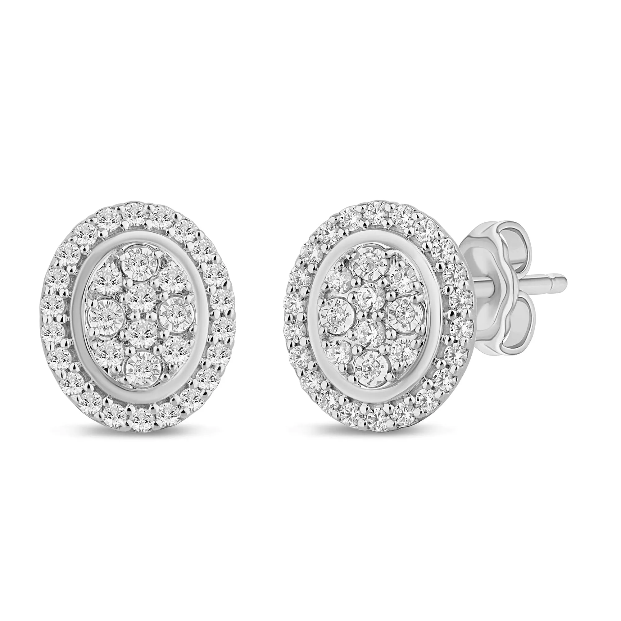 Halo Stud Earrings with 0.50ct of Diamonds in 9ct White Gold