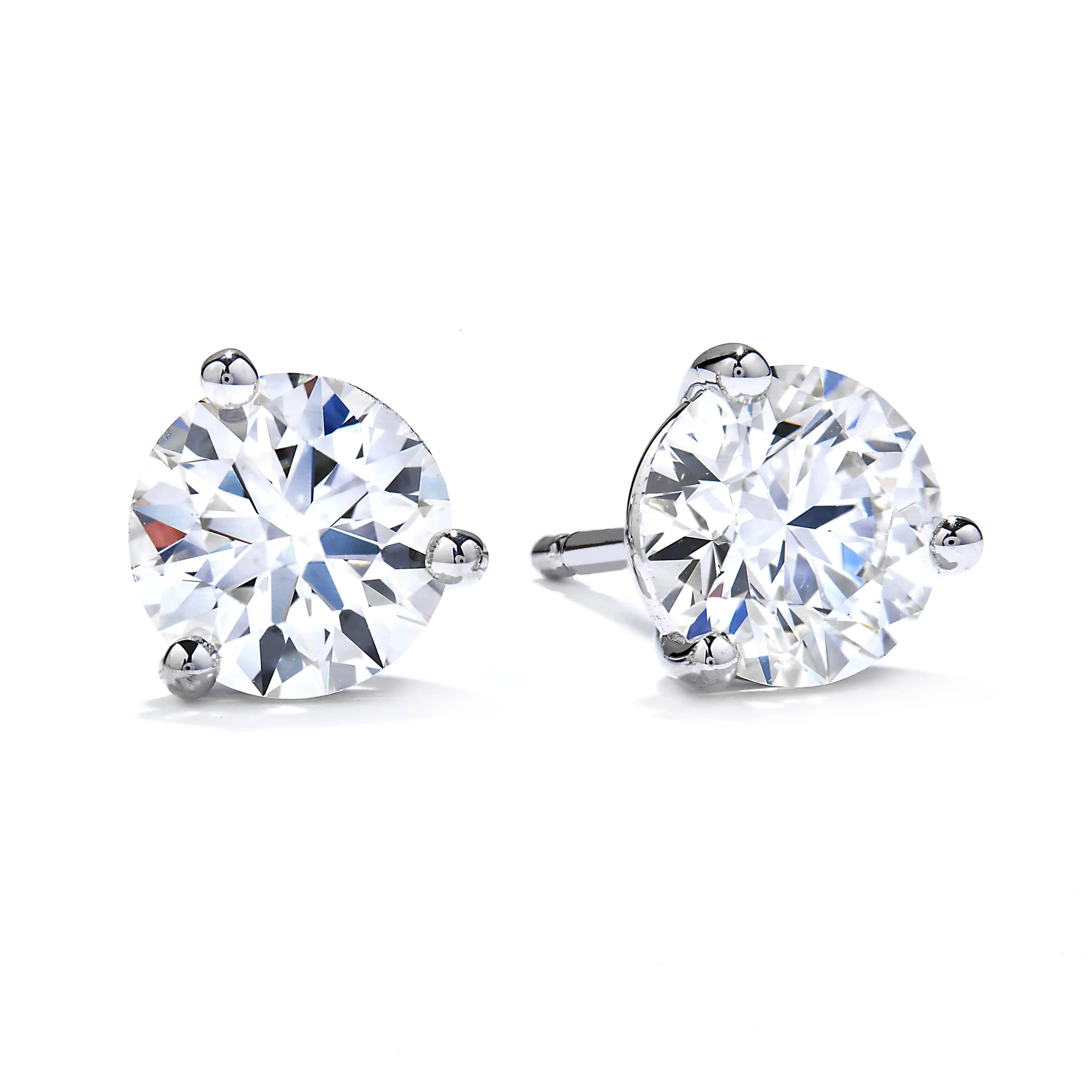 Hearts On Fire .70-.78CTW Diamond Three-Prong Stud Earrings in 18K White Gold