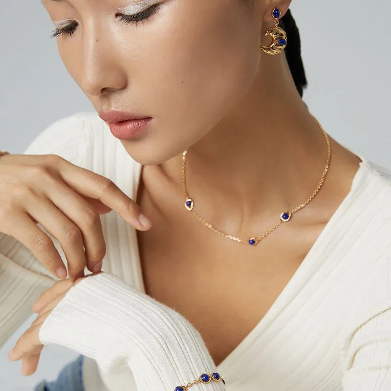 Horus Eyes Lapis Lazuli Necklace in 18k Gold Vermeil