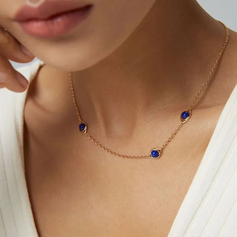 Horus Eyes Lapis Lazuli Necklace in 18k Gold Vermeil