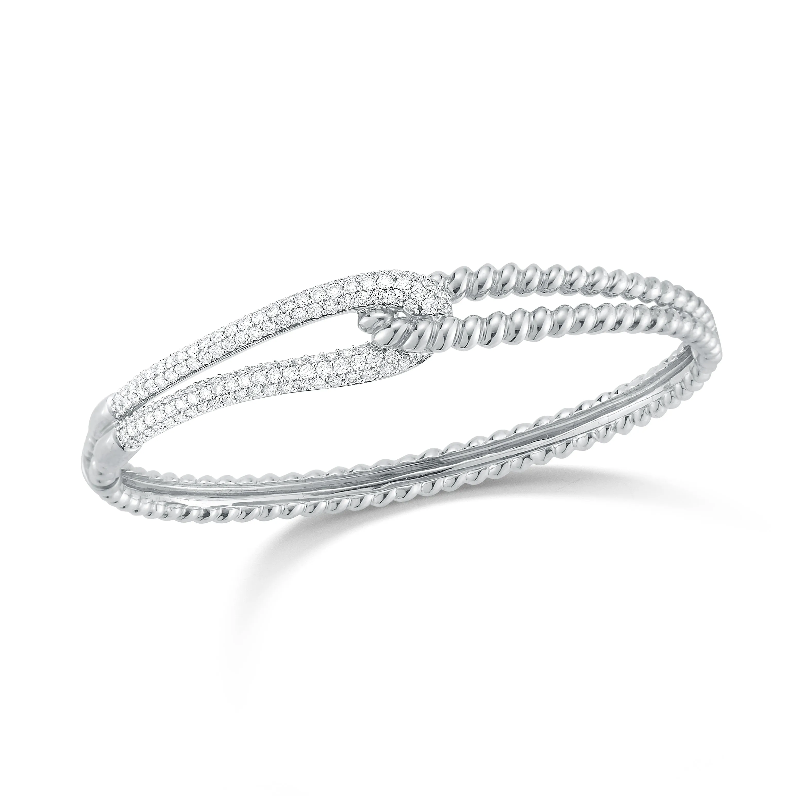 Large Diamond Linked Rope Bangle Bracelet