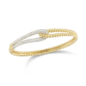 Large Diamond Linked Rope Bangle Bracelet