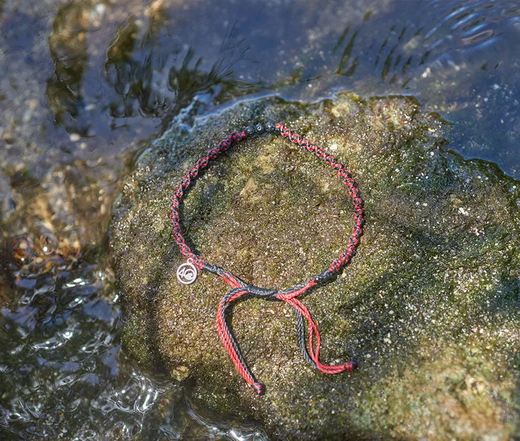 Lava Stone Braided Anklet in Crimson Sea