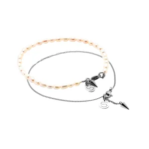 Layered Anklet Set / Pearl   Silver