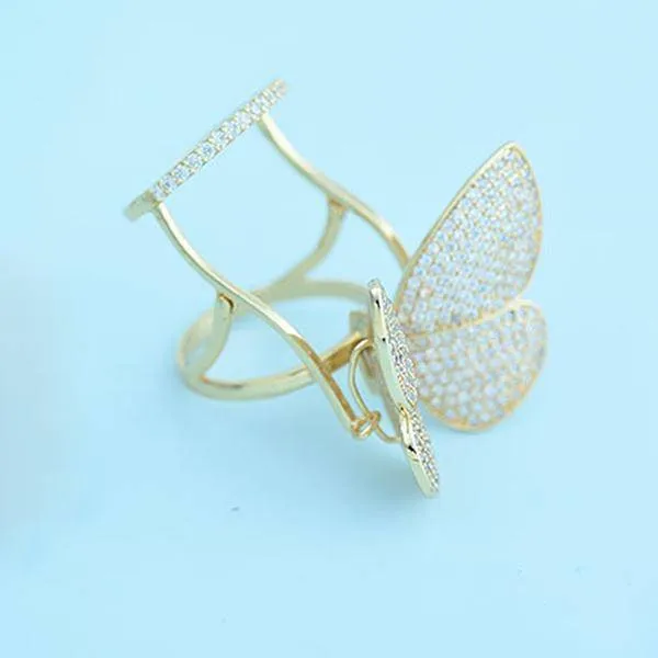 Luxury Unique Butterfly Paved Sparkling Cubic zirconia Knuckle Rings