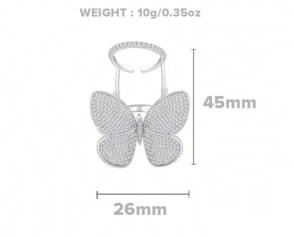 Luxury Unique Butterfly Paved Sparkling Cubic zirconia Knuckle Rings