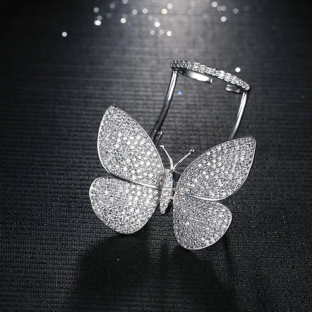 Luxury Unique Butterfly Paved Sparkling Cubic zirconia Knuckle Rings