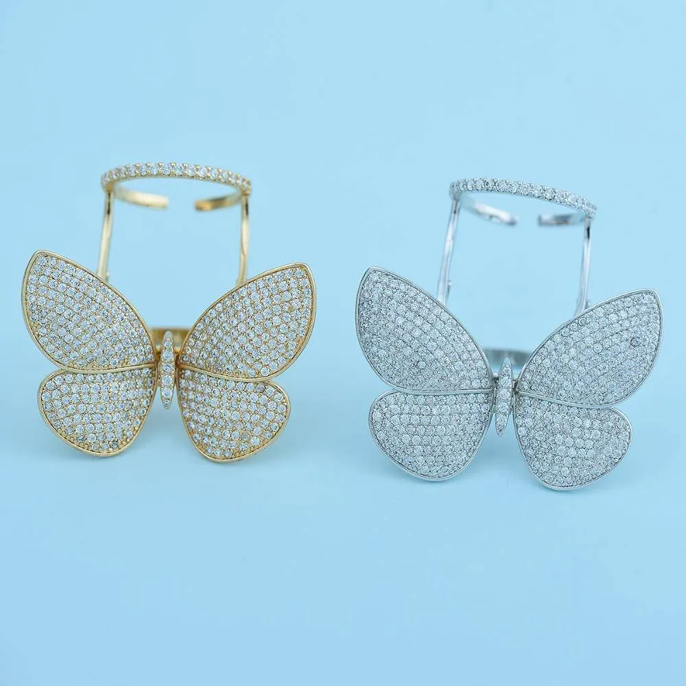 Luxury Unique Butterfly Paved Sparkling Cubic zirconia Knuckle Rings