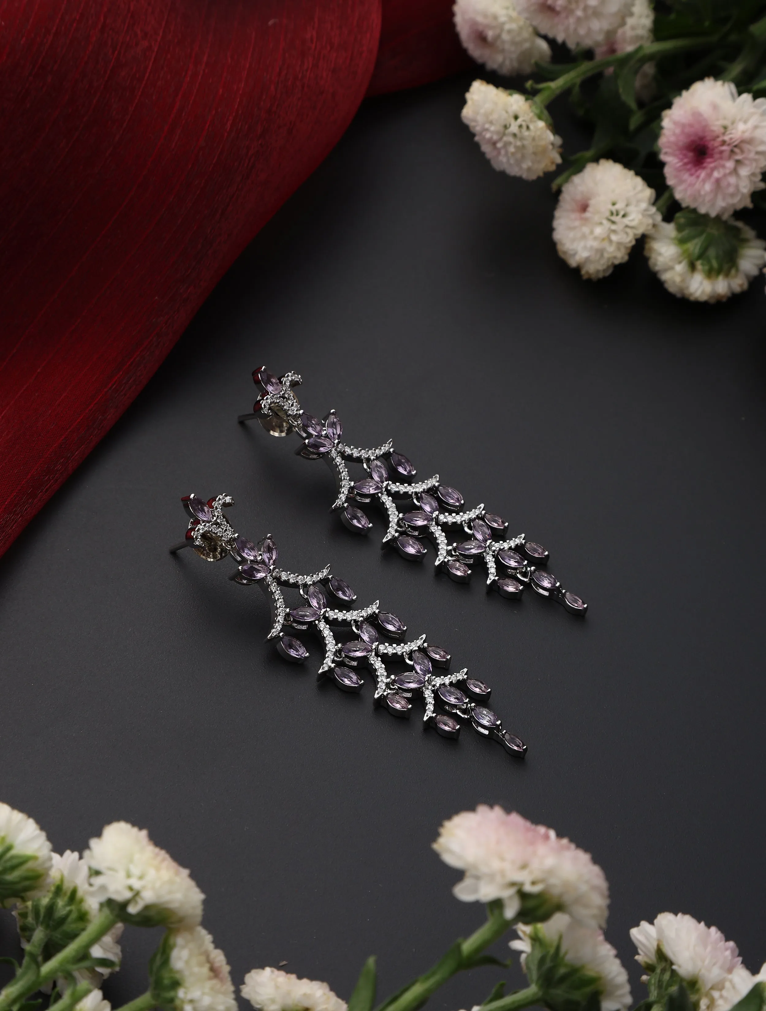 Mauve Tree Long Earring