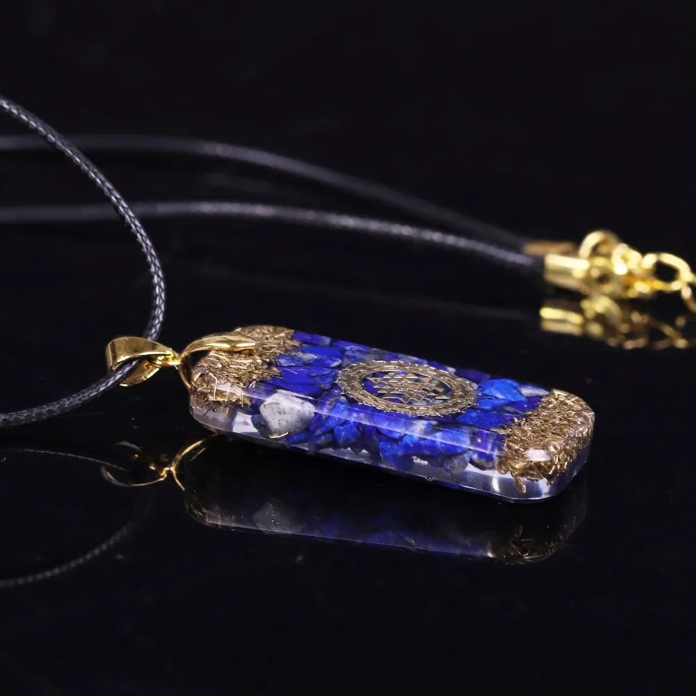 Natural Lapis Lazuli Reiki Energy Necklace orgonite pendant For Men Women