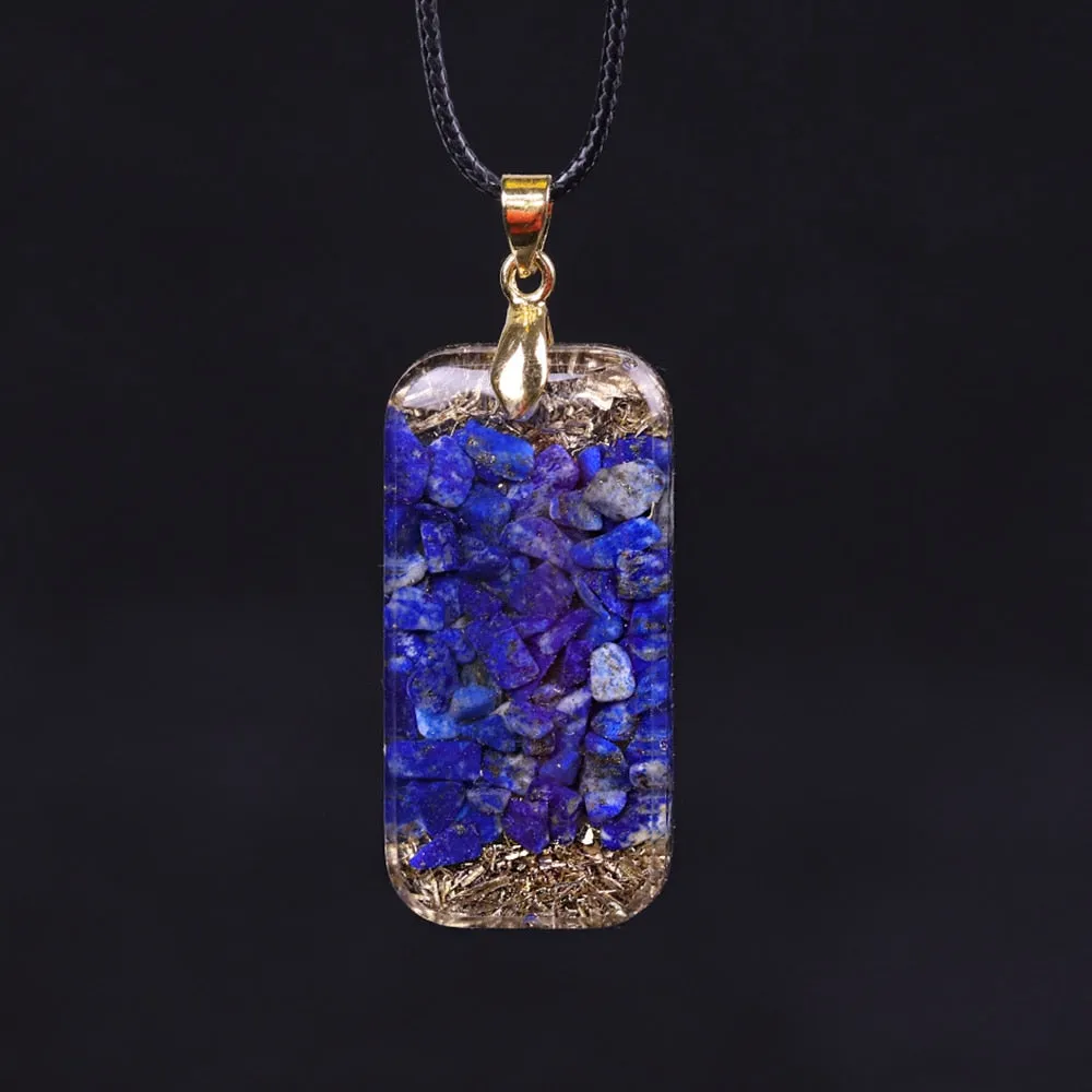 Natural Lapis Lazuli Reiki Energy Necklace orgonite pendant For Men Women