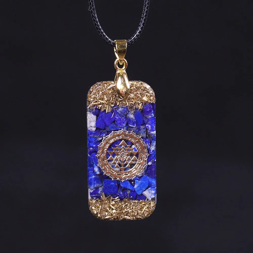 Natural Lapis Lazuli Reiki Energy Necklace orgonite pendant For Men Women