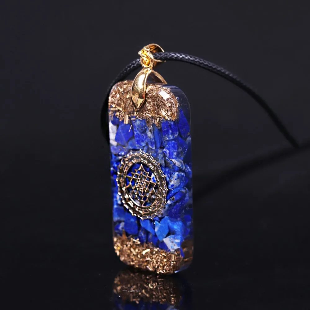 Natural Lapis Lazuli Reiki Energy Necklace orgonite pendant For Men Women