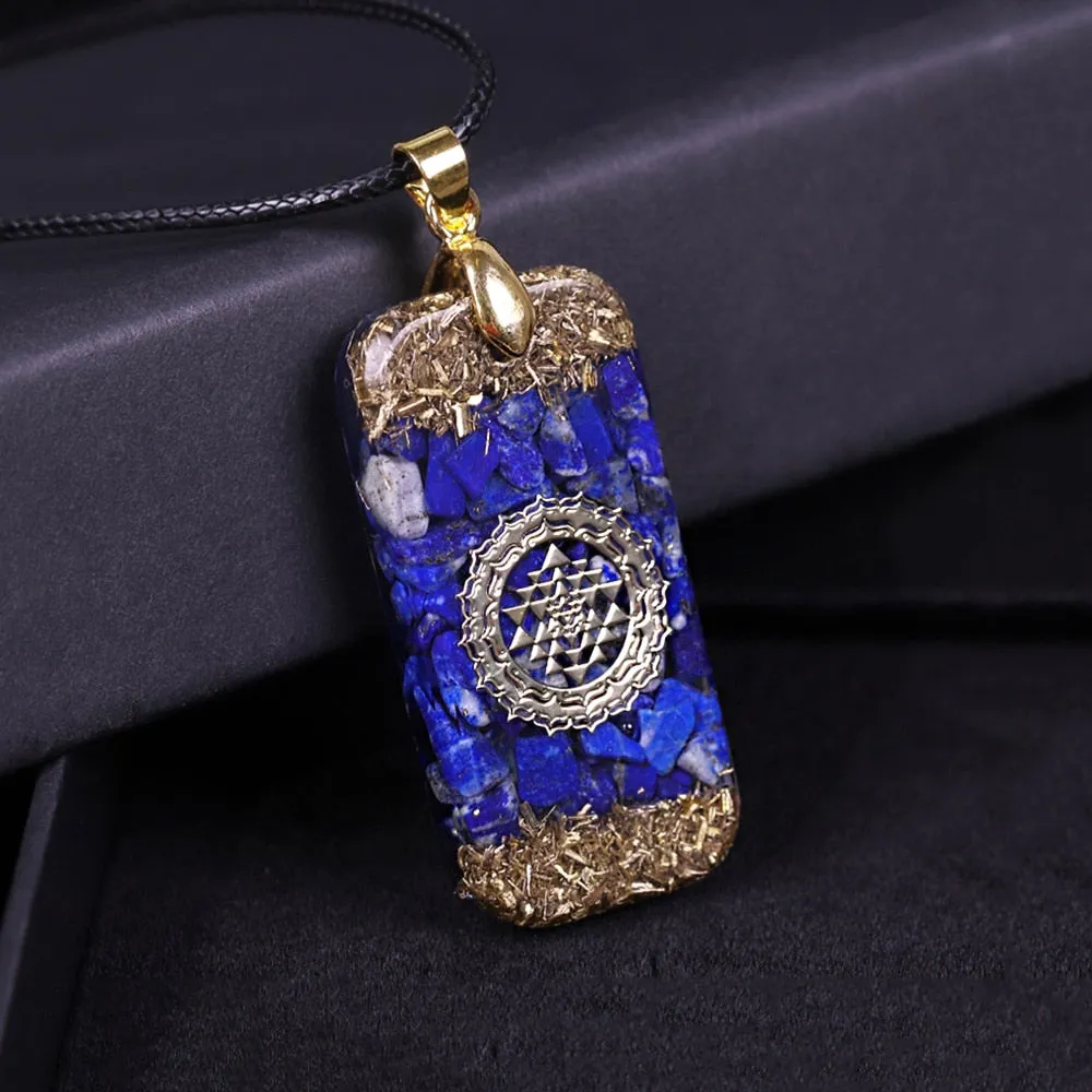 Natural Lapis Lazuli Reiki Energy Necklace orgonite pendant For Men Women