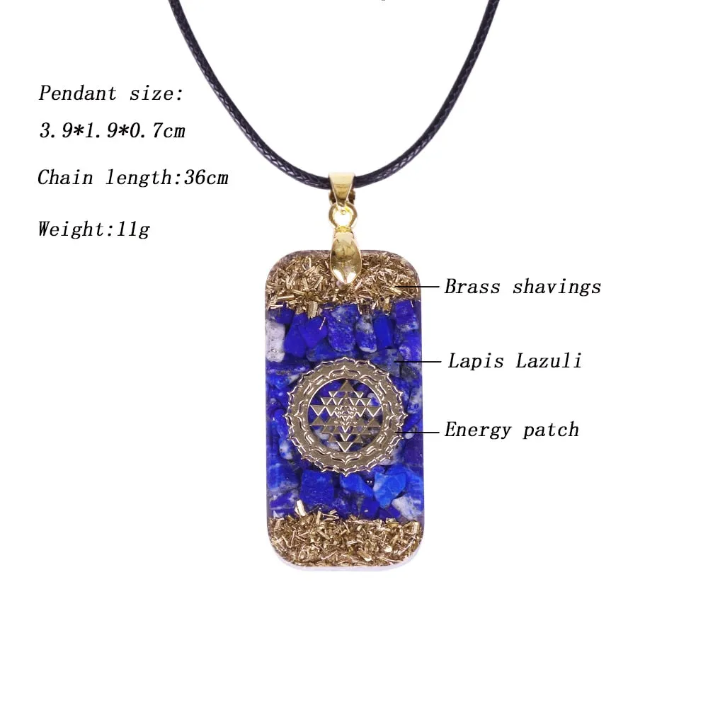 Natural Lapis Lazuli Reiki Energy Necklace orgonite pendant For Men Women