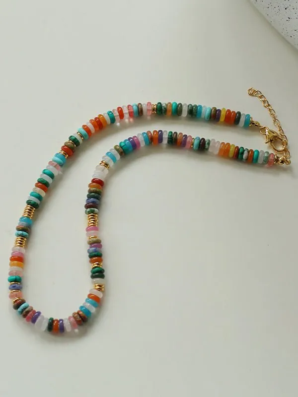 Natural Stone Colorful Beaded Necklace