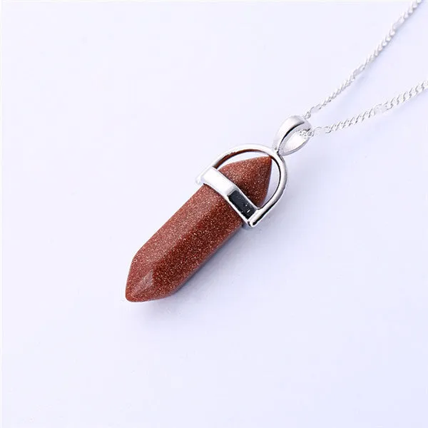 Natural stone pendant Bullet jade suspension Color Quartz necklaces & pendants Fashion Jewelry choker necklace Bijoux Chain