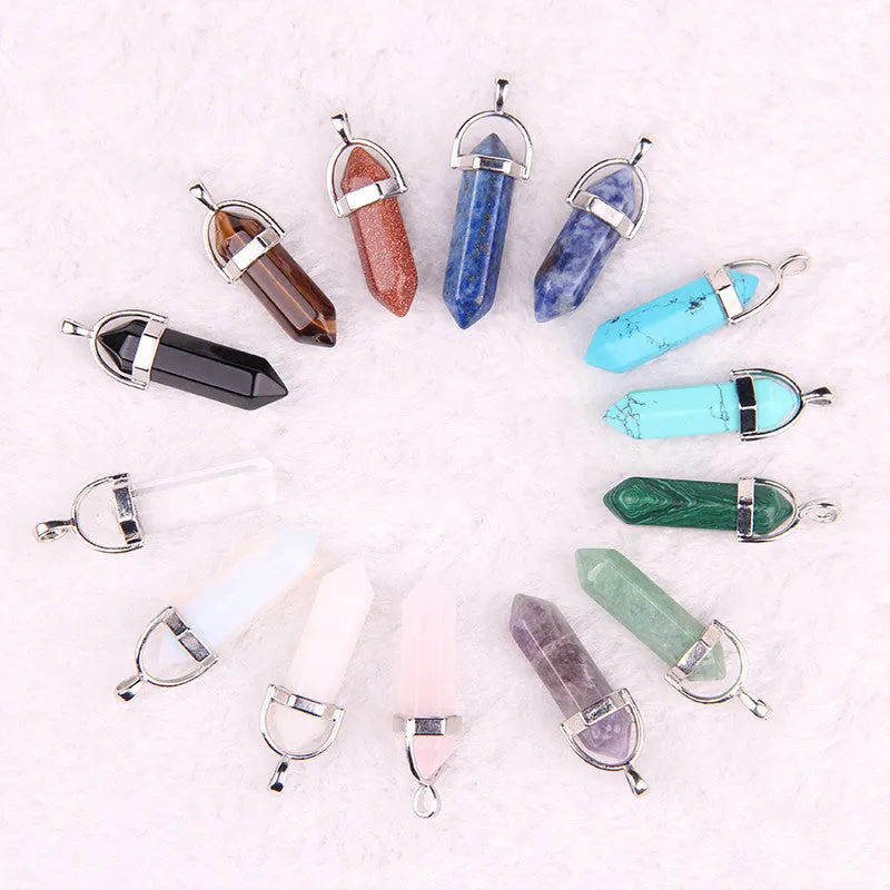 Natural stone pendant Bullet jade suspension Color Quartz necklaces & pendants Fashion Jewelry choker necklace Bijoux Chain