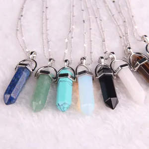 Natural stone pendant Bullet jade suspension Color Quartz necklaces & pendants Fashion Jewelry choker necklace Bijoux Chain