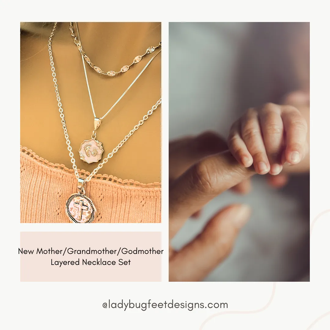 New Mother/Grandmother/Godmother Layered Necklace Set