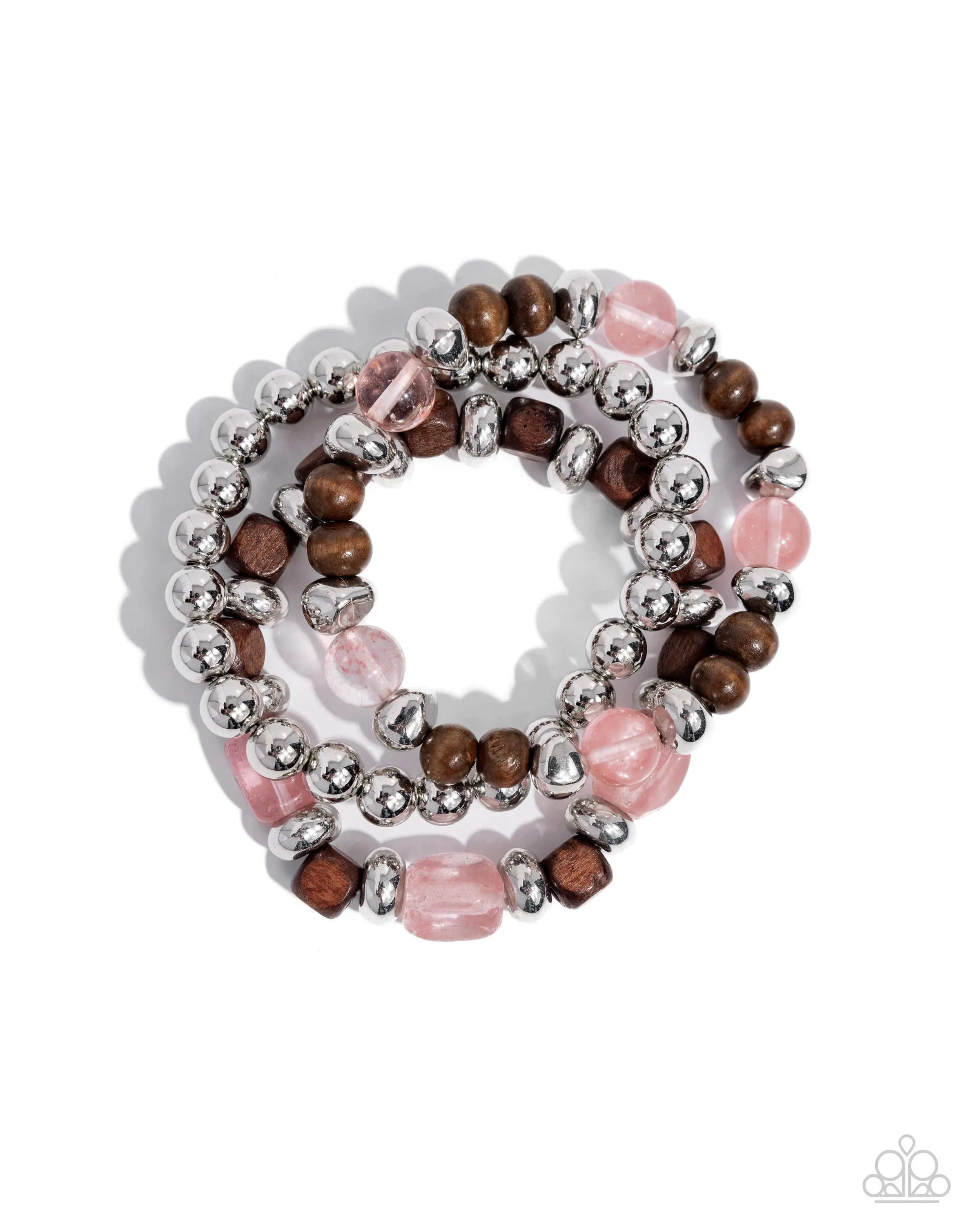 Open Door Jewelry - DIVERSIFIED Wood - Pink Bracelet - Paparazzi Accessories