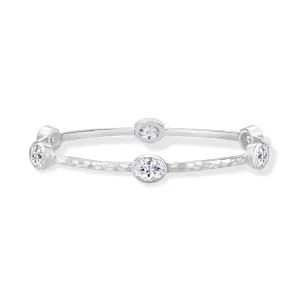 Oval White Topaz Array Bangle