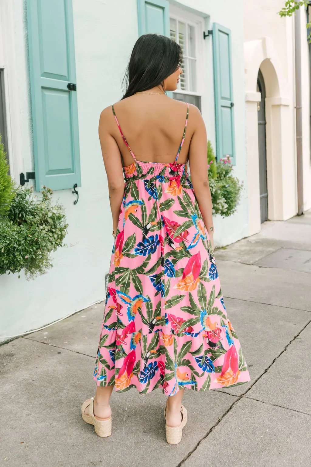 Pink Floral Print Midi Dress - FINAL SALE