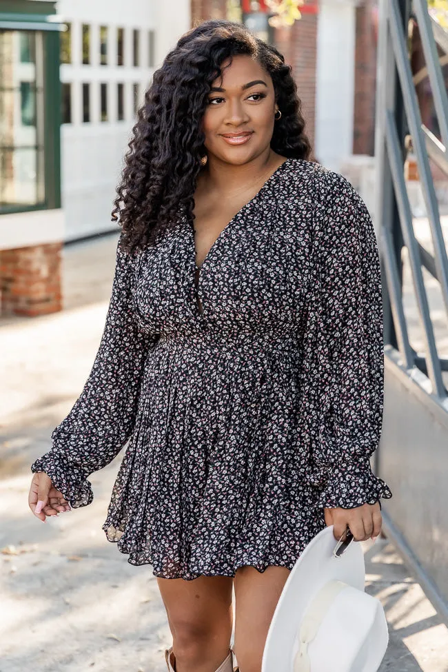 Pretty On Point Black Floral Pleated Romper FINAL SALE