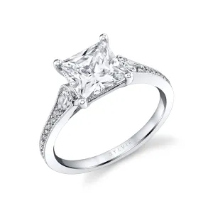 Princess Cut Unique Engagement Ring - Esmeralda 14k Gold White