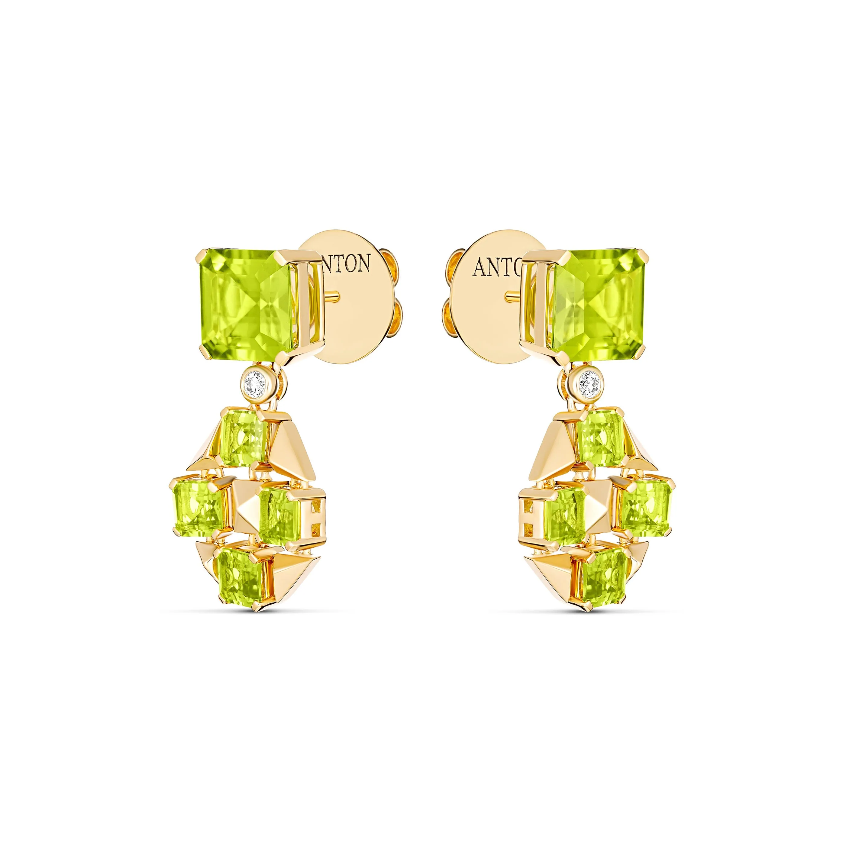 R.08® Vivant Green Peridot Drop Earrings | 18K Yellow Gold