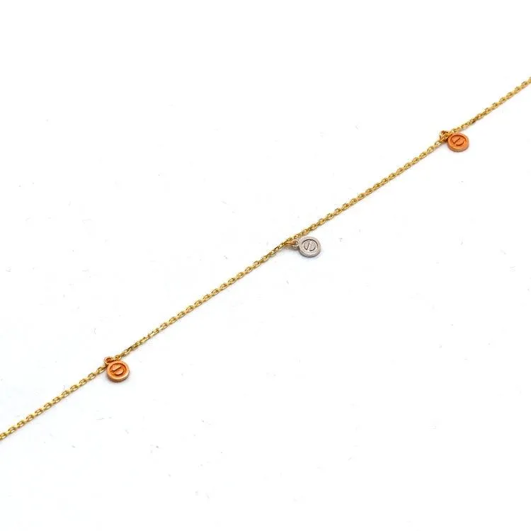 Real Gold GZCR 3-Color Roller Nail Dangler Charm Anklet, Adjustable Size - Model 0613 A1335