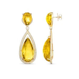 ROCK Candy® Honey Quartz Diamond Drop Earrings | 18K Yellow Gold