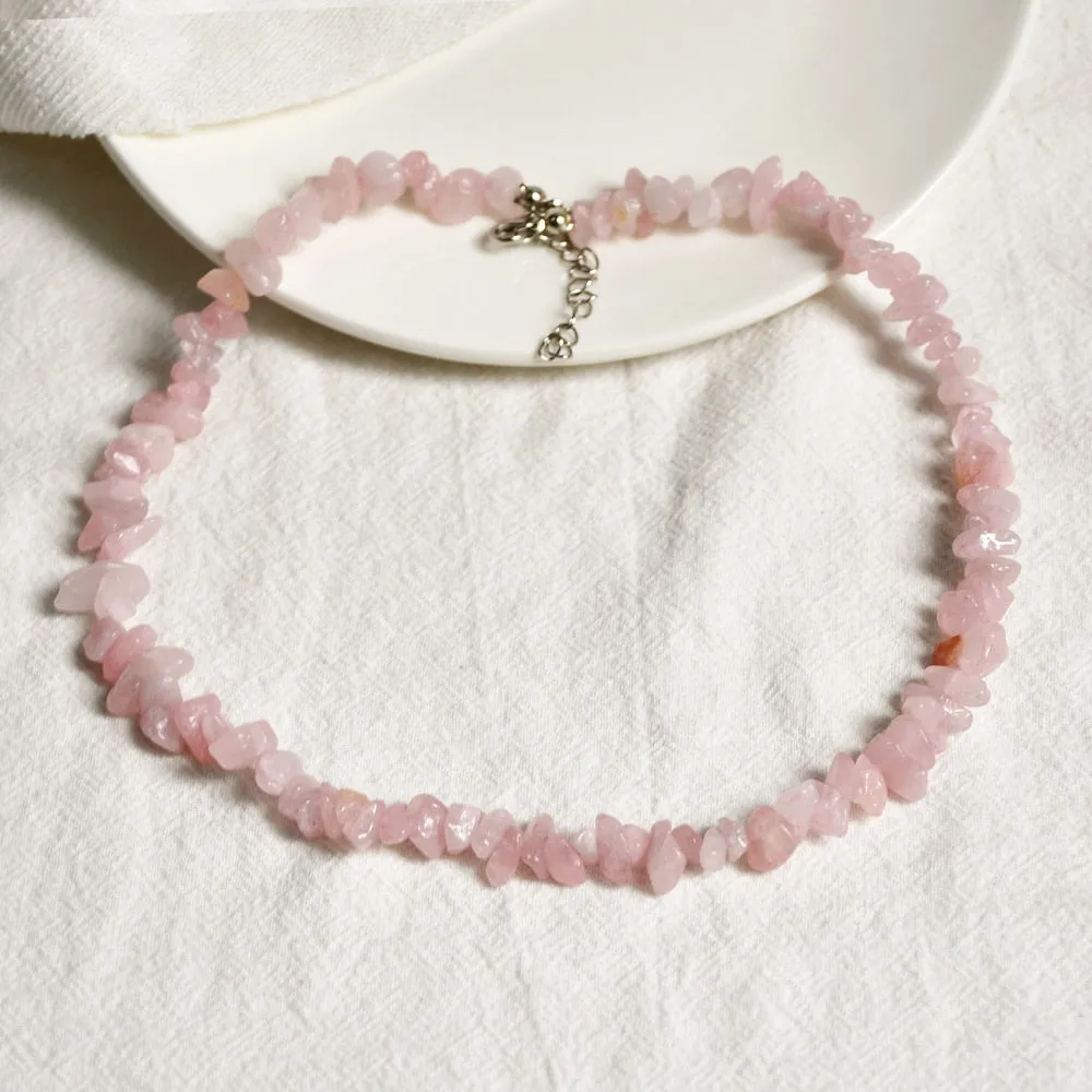 Rose Quartz Amethyst Crystal Necklaces