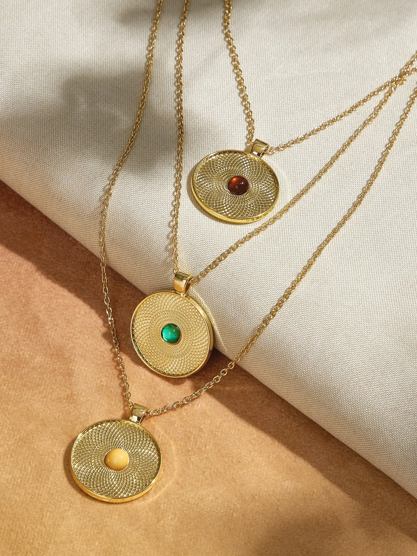 Round Charm Layered Necklace