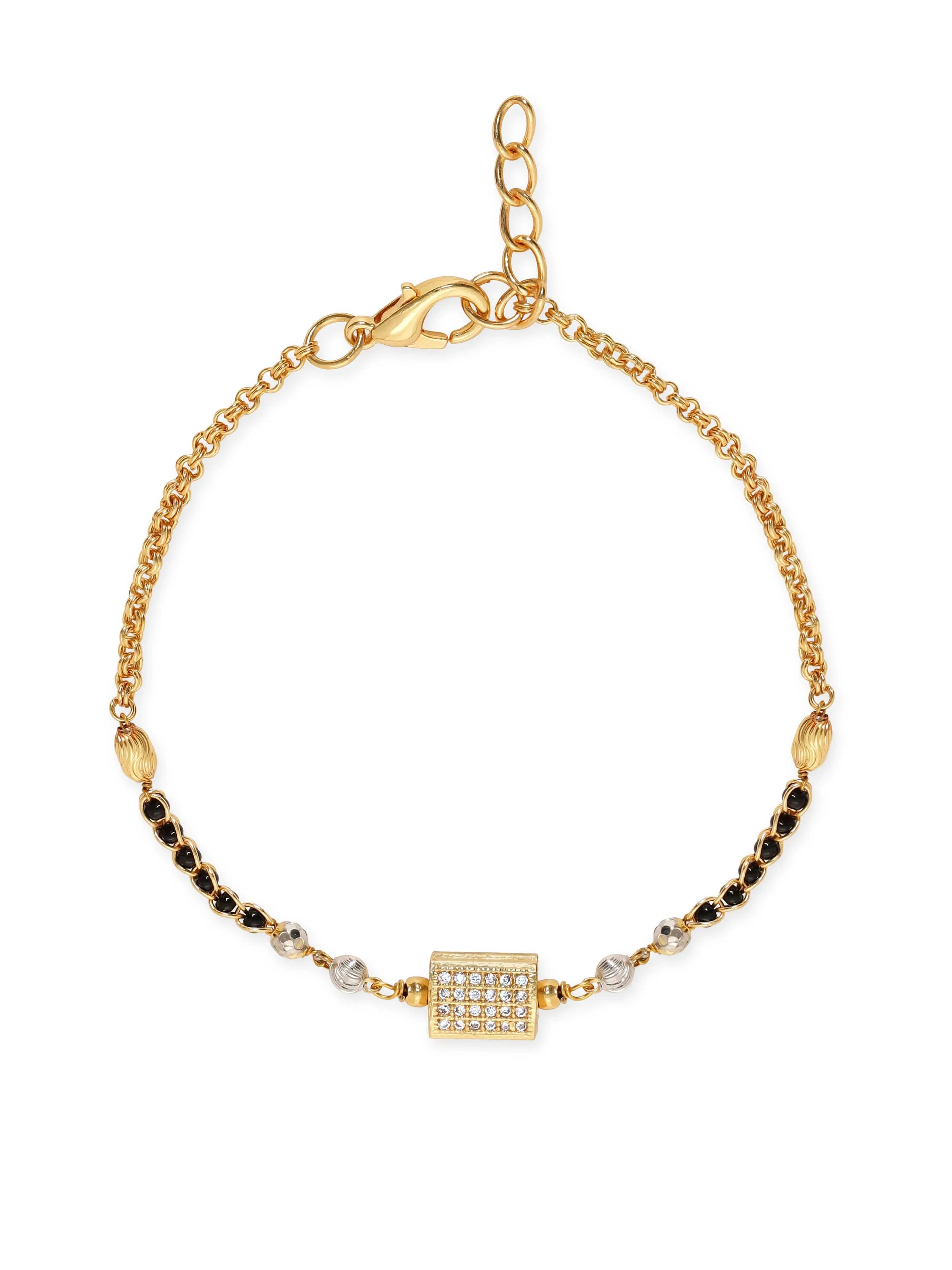 Rubans Timeless 22k Gold Plated Mangalsutra Bracelet