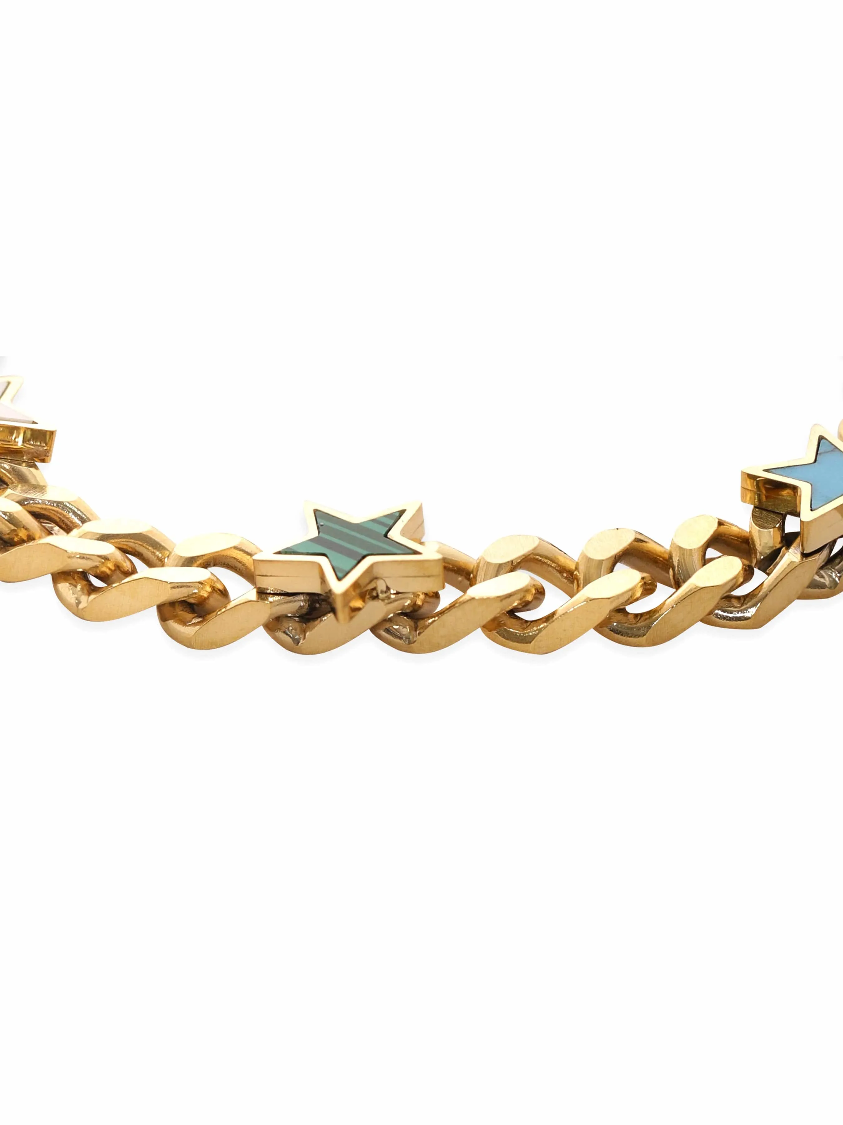 Rubans Voguish 22K Gold plated Stainless Steel Waterproof Link cuban chain Star charm Tarnish Free Bracelet