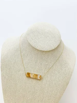 Semi Precious Stone Bar Pendant Necklaces-Citrine